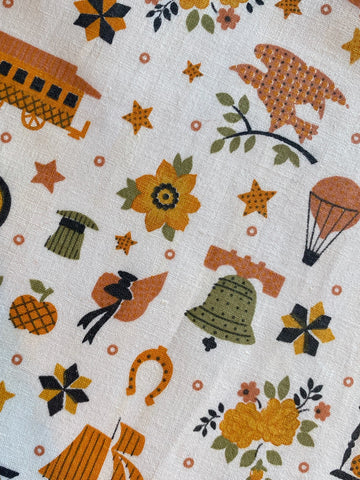 1960s Americana / Transportation Novelty Cotton